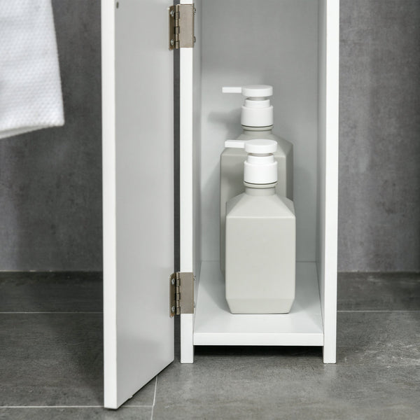 English Elm kleankin Slim Bathroom Storage Cabinet - Tall Freestanding Linen Tower with 2 Open Shelves & 2 Doors, White W2225P173966