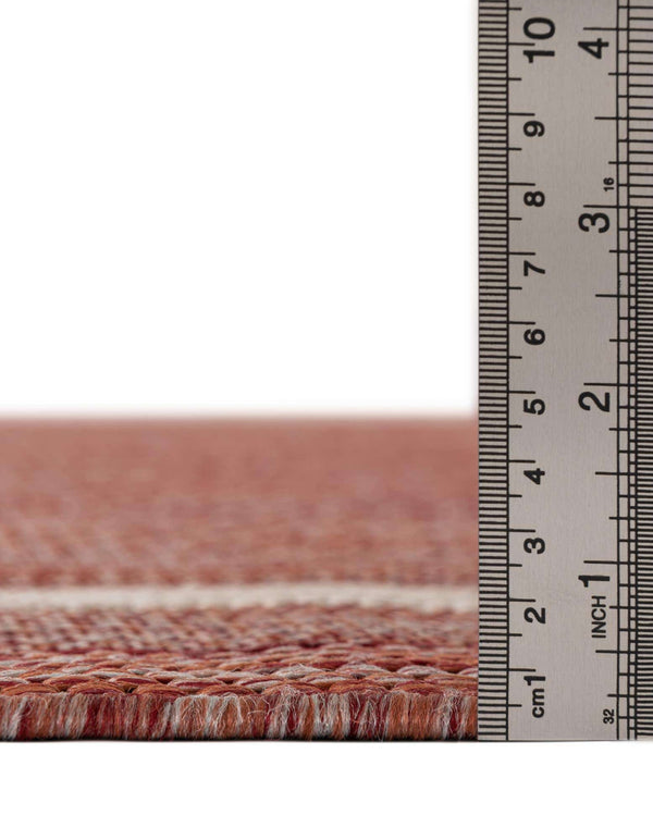 Unique Loom Outdoor Border Soft Border Machine Made Border Rug Rust Red, Ivory 10' 8" x 10' 8"