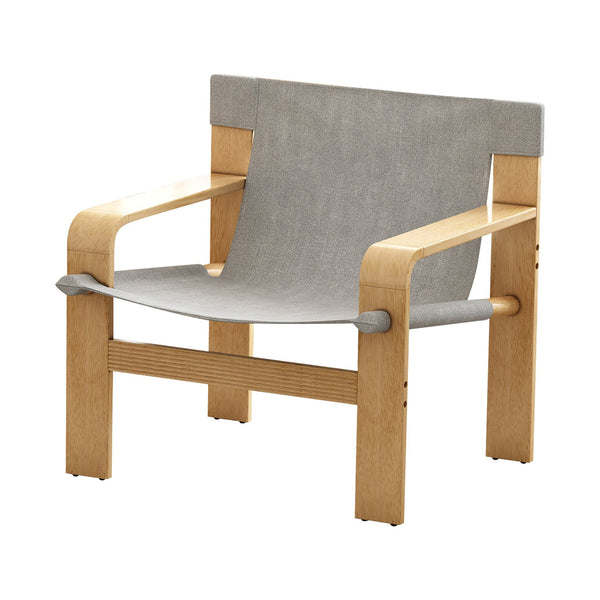 English Elm Detachable Oak Accent Chair with Solid Wood Frame, Wide Armrest, Removable Washable Linen Cover LIGHT GREY W2336P251804