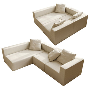 English Elm L Shaped Modular Sectional Sofa - 110" Corduroy Couch With Deep Seats & Movable Ottoman For Comfort W3670S00001