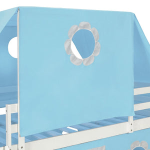 English Elm Twin Castle Loft Bed with Slide Tent Tower and Play Space for Kids Rooms Blue N708P249511C
