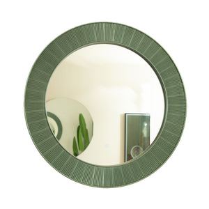 English Elm 31'' Cyclis Mirror with Thick PU Frame, Backlit LED Strip, Touch Dimmer, Three Color Temps, Luxurious Wall Accent Green,Silver W2615P346495