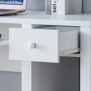 English Elm Student Compact Writing Desk - 39” White Home Office Solution With Keyboard Drawer & Storage Shelf B107P269929-GIGA