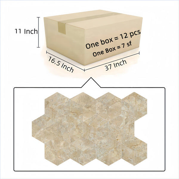 English Elm Hexagon Natural Marble Tiles - Honed Finish In Warm Gold, Beige, And Yellow For Elegant Spaces W1696P262335