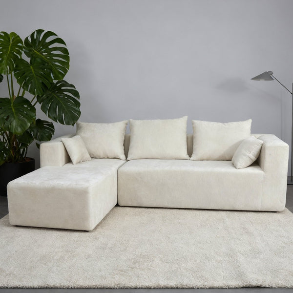 English Elm Combination Linen Sectional Sofa Bed Modular Left Corner Design for Living Rooms W3064S00003