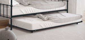 English Elm Black Twin Metal Daybed with Trundle, Contemporary Pipe-Frame Design, Space-Saving Guest Dorm Solution B2741P364824