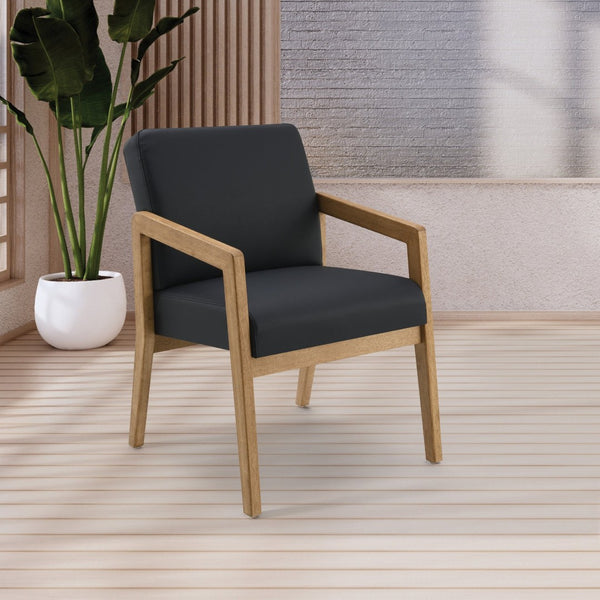 OSP Home Furnishings Wood Guest Chair Solid Oak Frame Memory Foam Seat Lumbar Support for Office Waiting Room WD580-U6