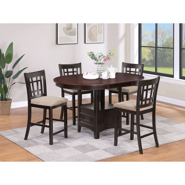 English Elm Avonlea Light Chestnut 5-Piece Dining Set with Round Extension Table, Enclosed Storage Cabinet, Espresso Chairs B062S00828