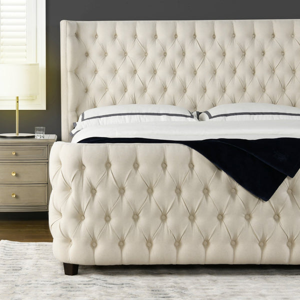 English Elm Jennifer Taylor Home - Brooklyn King Tufted Panel Bed Set In Light Beige Linen - Elegant Wingback Design For Modern Bedrooms B2719P238199