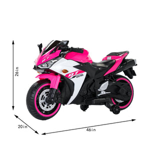 English Elm Electric Ride on Motorcycle for Kids with Light up Wheels Bluetooth and Twist Throttle W1760P177910