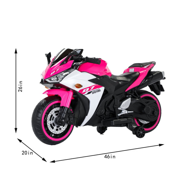 English Elm Electric Ride on Motorcycle for Kids with Light up Wheels Bluetooth and Twist Throttle W1760P177910