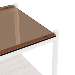 English Elm Set Of 2 Modern Rectangle End Tables With Tempered Glass Top & Sturdy Mdf Shelf For Living Room Decor W241P184254-GIGA