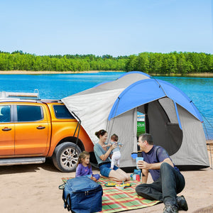English Elm Outsunny Waterproof Suv Camping Tent for 5 to 6 Person Tailgate Outdoor Adventure Grey+Blue W2225P200548