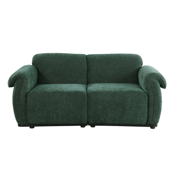 English Elm 102 Inch Linen Modular Sectional Sofa with Hidden Storage and Cloud Cushion Comfort Green W1099S00202