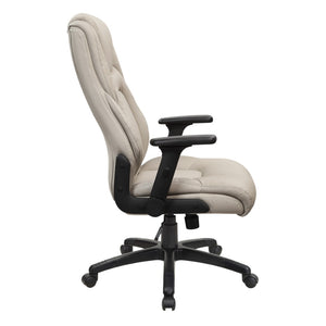 OSP Home Furnishings Exec High Back Bonded Leather Office Chair with Lumbar Support and Pneumatic Lift Taupe EC93580-EC21
