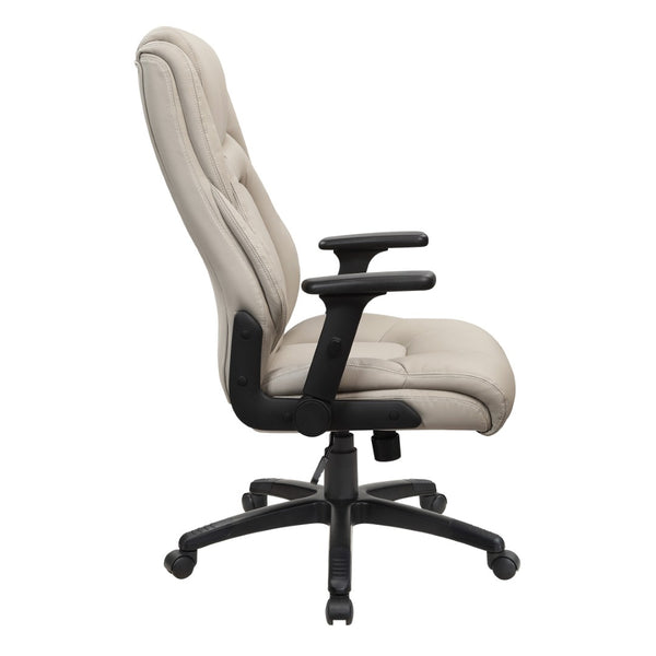 OSP Home Furnishings Exec High Back Bonded Leather Office Chair with Lumbar Support and Pneumatic Lift Taupe EC93580-EC21