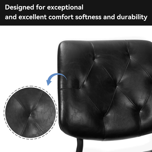 English Elm Dining Chairs Set Of 2 - Ergonomic Black Pu Leather, Thick Cushioned Modern Side Chairs For Comfort T3950P394501