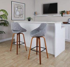 English Elm Fixed-height Industrial Counter Stools Tufted Faux Leather Black Metal Set of 2 B202S02158