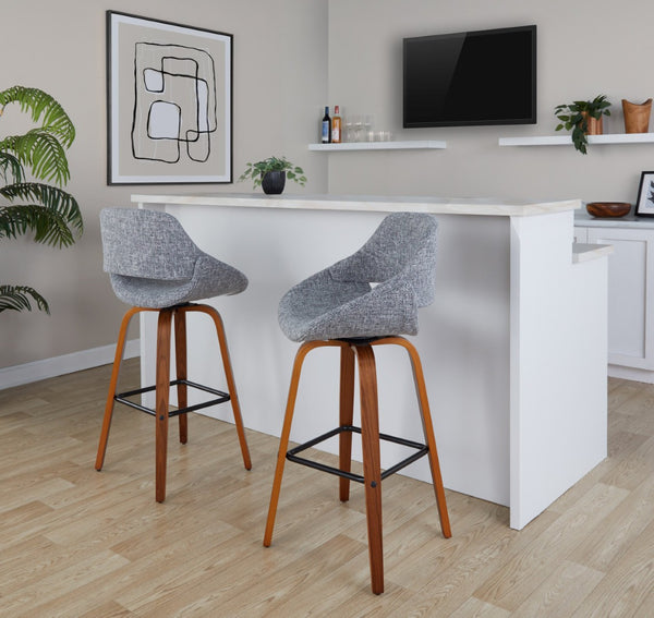 English Elm Fixed-height Industrial Counter Stools Tufted Faux Leather Black Metal Set of 2 B202S02158