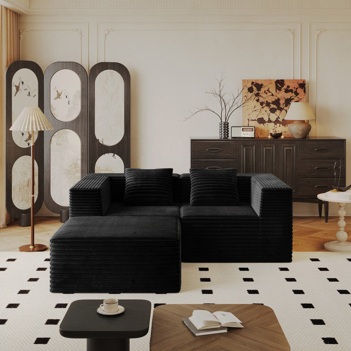 English Elm Modular Sectional Couches - Luxurious Corduroy Comfort, No Assembly, Versatile Design For Any Space W3434S00021