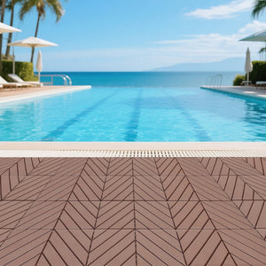 English Elm Plastic Snap Together Polypropylene Deck Tiles Waterproof 44 Sq Ft Patio Pool Cover W3022P251843