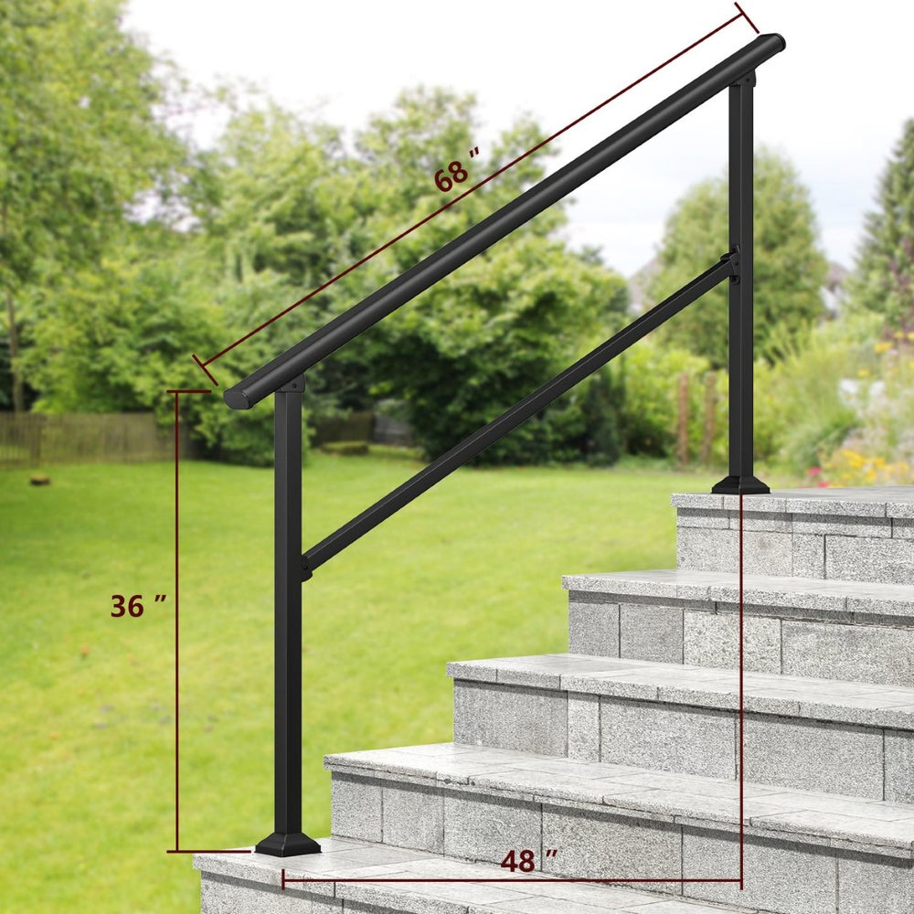 English Elm Hand Rails Outdoor Wrought Iron Powder Coated 2 Pack Adjustable Porch Step Safety Grip T3210P298174
