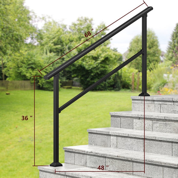 English Elm Hand Rails Outdoor Wrought Iron Powder Coated 2 Pack Adjustable Porch Step Safety Grip T3210P298174