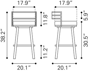 Gimsby Swivel Barstool Black 110044 Zuo Modern