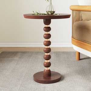 English Elm Christopher Knight Home® - Mango Wood Round End Table - Handcrafted Honey Finish With Sculpted Pedestal For Modern Spaces N768P202490H