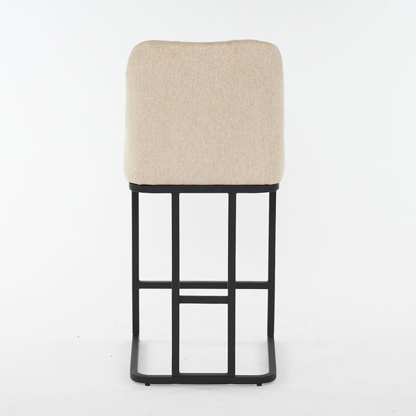 English Elm Set Of 2 Modern Upholstered Counter-Height Bar Stools With Button-Tufted Backrest - Beige Elegance W1901P225271-GIGA