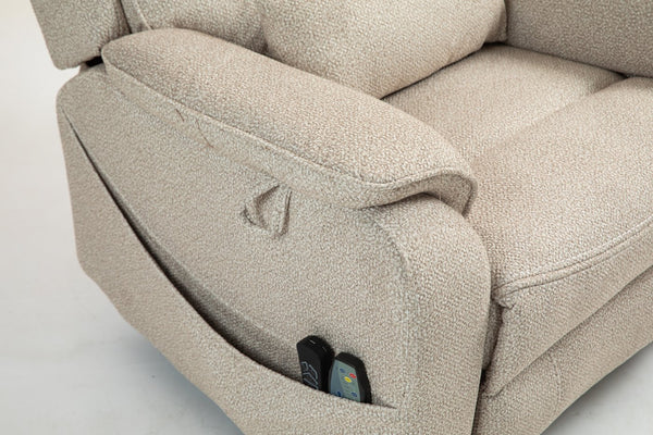 English Elm Lounge Electric Lift Chair – 180° Recline, Dual Remotes, Storage Pockets, Ideal For Elderly Comfort W547S00056