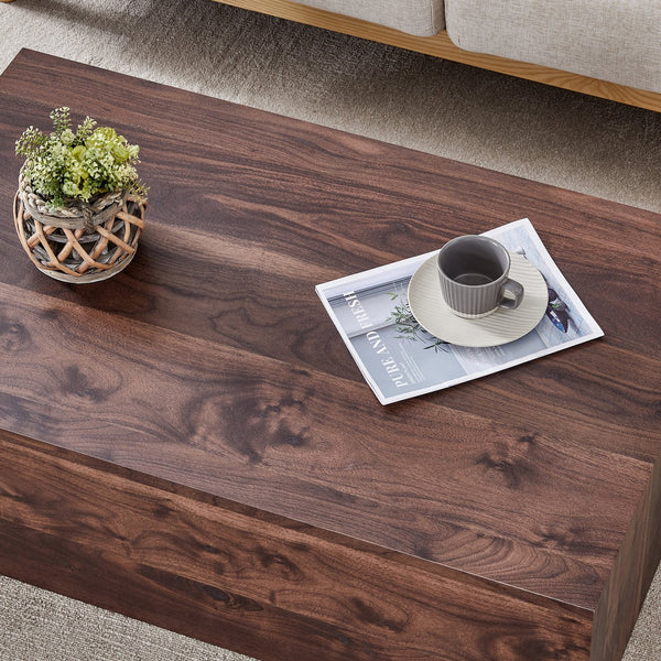 English Elm 39.3*23.6*12 Walnut Wood Grain MDF Coffee Table - No-Assembly Luxury Side Table for Modern Living Room Elegance W1512P397347