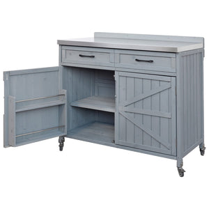 English Elm K&k Outdoor Modular Kitchen Island 2 Piece Fir Wood Stainless Steel Sink Station N707S000024G
