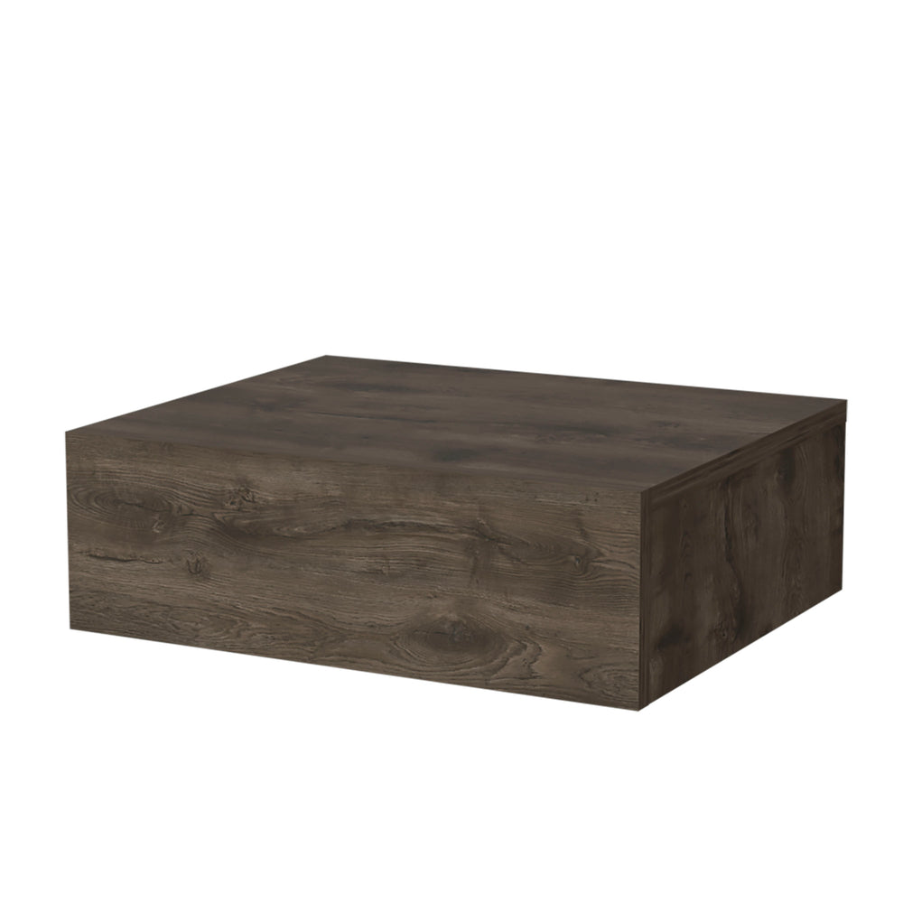 English Elm Vienna Wall-Mounted Nightstand in Dark Brown — Space-Saving Engineered Wood with Deep Drawer Storage B128P176111