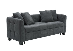 English Elm 77.9-inch cloud velvet 3-seater sofa bed with pull-out sleeper, sturdy wood frame, high-density foam comfort Dark Gray W1278S00076