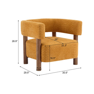 English Elm Christopher Knight Home® - Boucle Plush Bouclé Accent Chair with Rubber Wood Frame, Spring Bag Cushion for Cozy Support Yellow 30.75 L x 28.9 W x 19.25 H N776P268327T