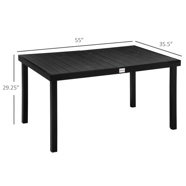 English Elm Outsunny Rectangular Patio Dining Table For 6 – Durable, Weather-Resistant, Modern Woodgrain Design W2225P200565-GIGA