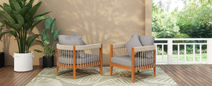 English Elm Christopher Knight Home® - [Set Of 2] Acacia Wood Boho Club Chairs With Handwoven Rope & Water-Resistant Cushions For Outdoors N767P265743G_2
