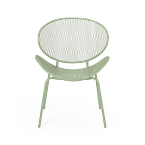 English Elm Christopher Knight Home® - ELBA Modern Mesh Shell Chat Set with Powder-Coated Iron Frame, Retro Minimal Outdoor Seating Green N775P250740G