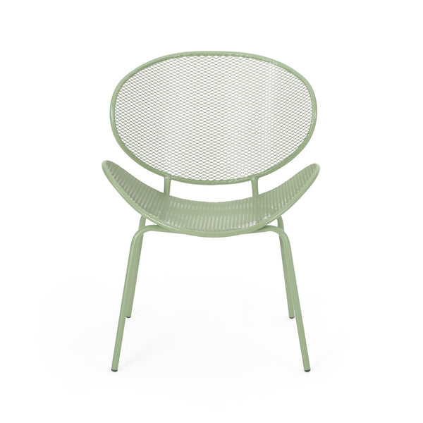 English Elm Christopher Knight Home® - ELBA Modern Mesh Shell Chat Set with Powder-Coated Iron Frame, Retro Minimal Outdoor Seating Green N775P250740G