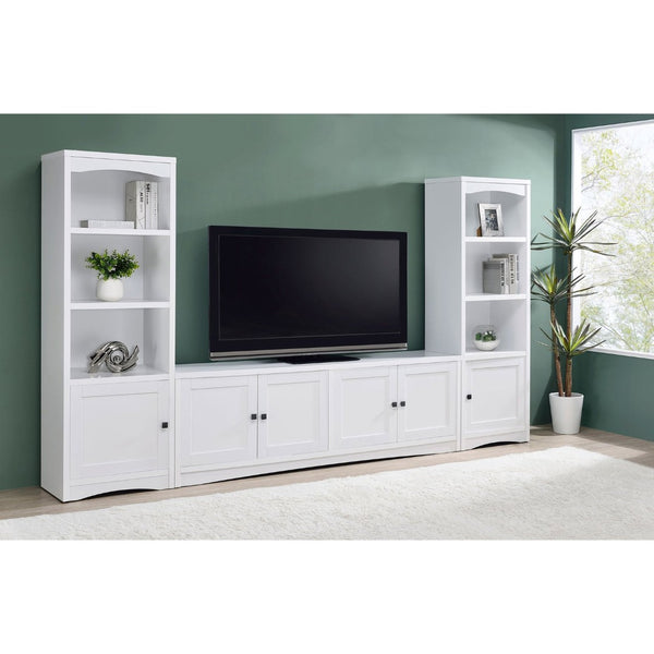 English Elm Lunetta Wide Media Console Four Door Cabinet Engineered Wood for Living Rooms White B062P447780