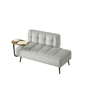 English Elm 54-inch Velvet Tufted Loveseat with Rotating Tray Table Nailhead Trim Compact Seating Gray W1359P438155