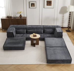 English Elm Compression Oversized Boneless Modular Sofa Bed - Versatile, No Assembly, Memory Foam Comfort In Dark Grey W3723S00021