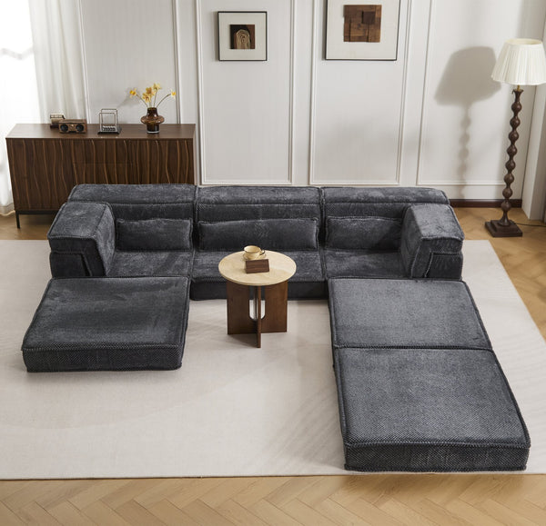 English Elm Compression Oversized Boneless Modular Sofa Bed - Versatile, No Assembly, Memory Foam Comfort In Dark Grey W3723S00021