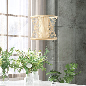 JLA Home INK+IVY - Geometric Aria Bamboo Pendant Light — Sculptural Rattan Shade, Warm Diffused Glow for Modern Coastal & Boho Decor II151-0136