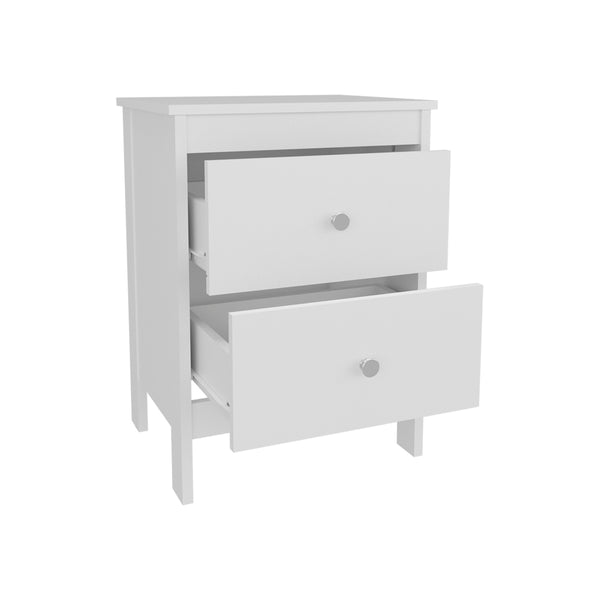 English Elm Schaefferstown Nightstand White – Compact Engineered Wood Nightstand with 2 Smooth-Glide Drawers, Scratch-Resistant Finish (Fits Small Spaces) B092P315567