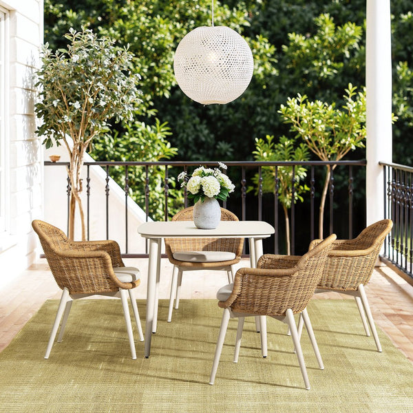 English Elm Jennifer Taylor Home - Santorini White 33.5" Square Outdoor Patio Table — Powder-Coated Aluminum, Compact Durable Side/Dining Table B2719P308010