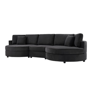 English Elm Christopher Knight Home® - 3-seater Curved Chenille Sofa with Plush 7.5" Seat Cushions and Two Pillows for Stylish Living Black N763S000020B