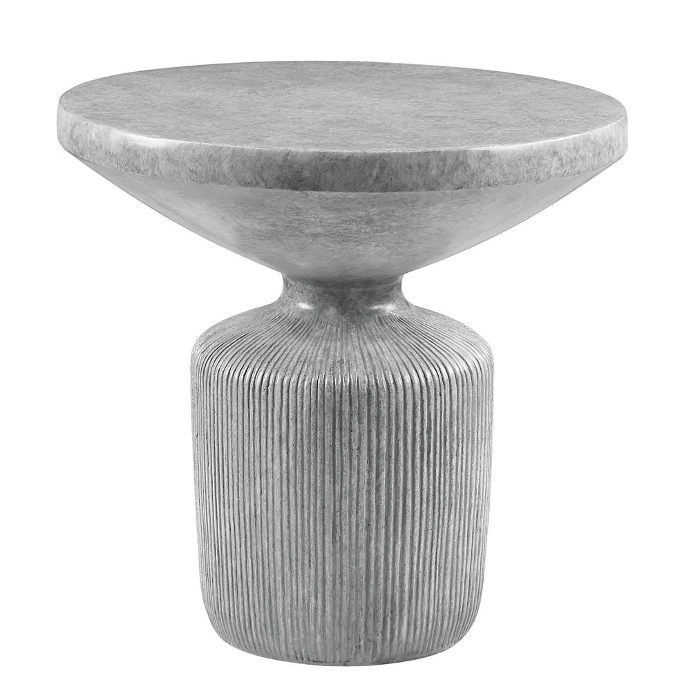 English Elm Laddie Eco-Friendly Weathered Gray End Table with 40mm Thick Cement Top, 19" Floor Clearance B2726P268056
