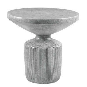 English Elm Laddie Eco-Friendly Weathered Gray End Table with 40mm Thick Cement Top, 19" Floor Clearance B2726P268056